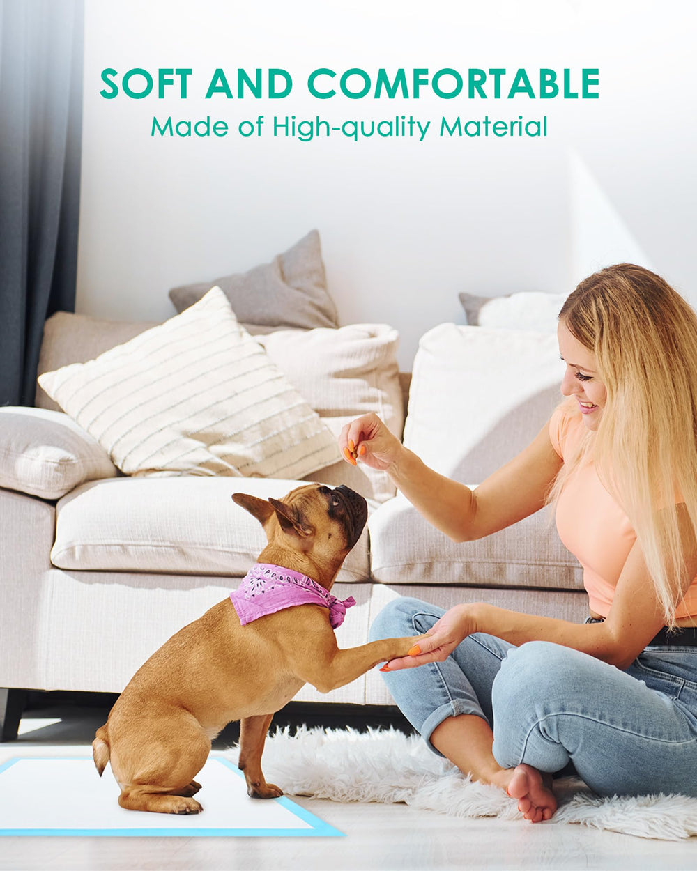 Protection de la maison avec tapis anti-fuites JollyMate pour petits animaux.