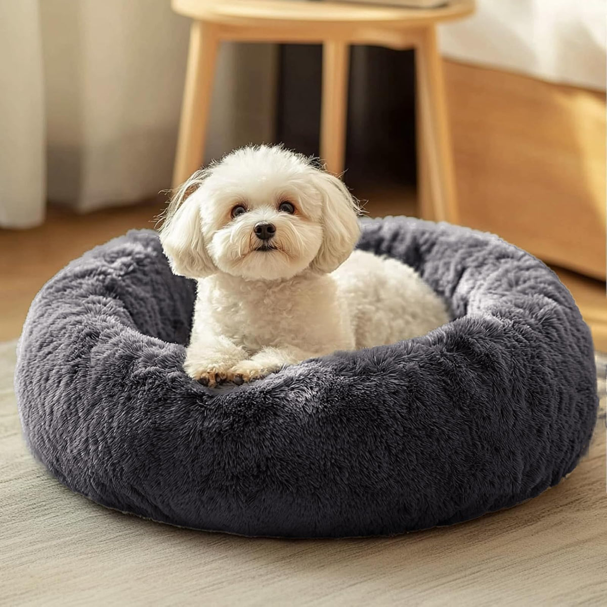 Coussin en forme de beignet JOLLYVOGUE, repos douillet pour chien ou chat, 20 pouces.