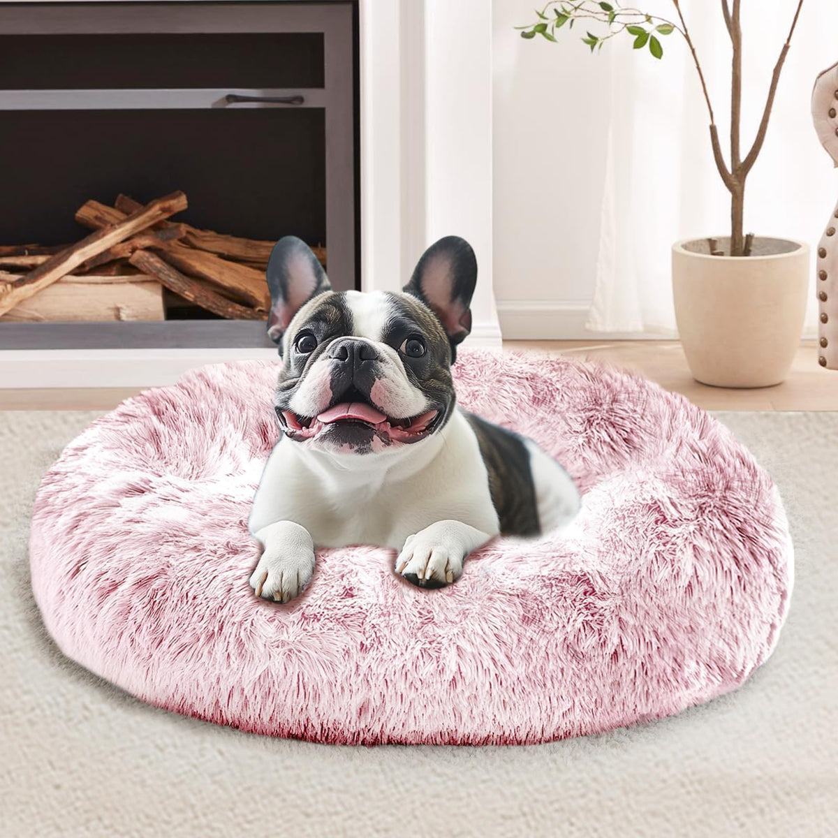 Lit rond apaisant JOLLYVOGUE pour chiens et chats jusqu’à 15 lb.