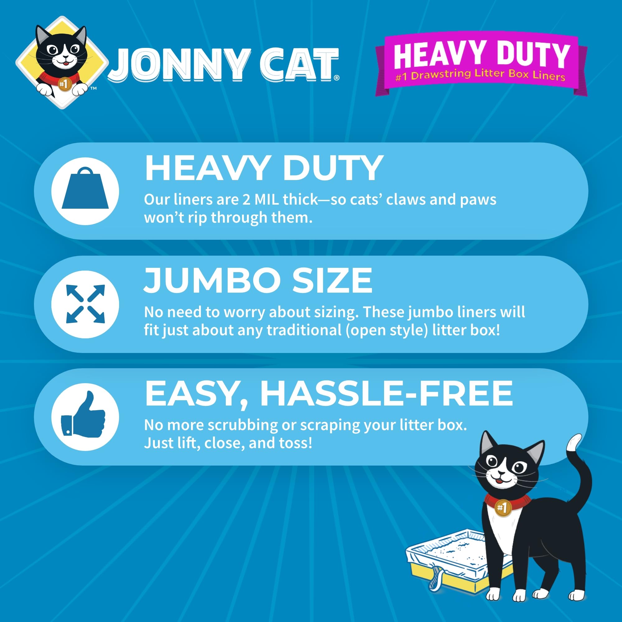Jonny Cat doublure anti déchirure – protège le bac et évite les déchirures.