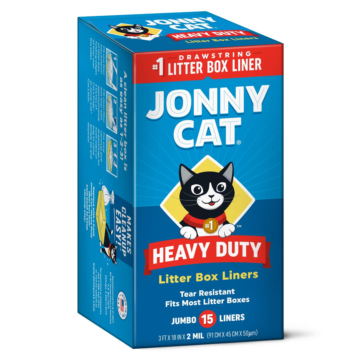 Jonny Cat Liner résistant aux déchirures avec fermeture à corde pour bac jumbo.