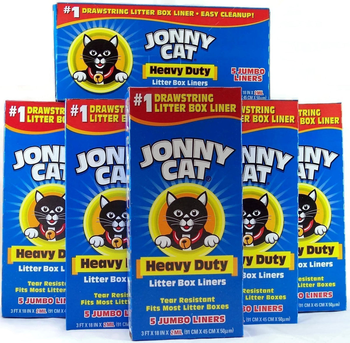 Sacs bac à litière JONNY CAT, lot de 6 boîtes, résistants et faciles à nettoyer.