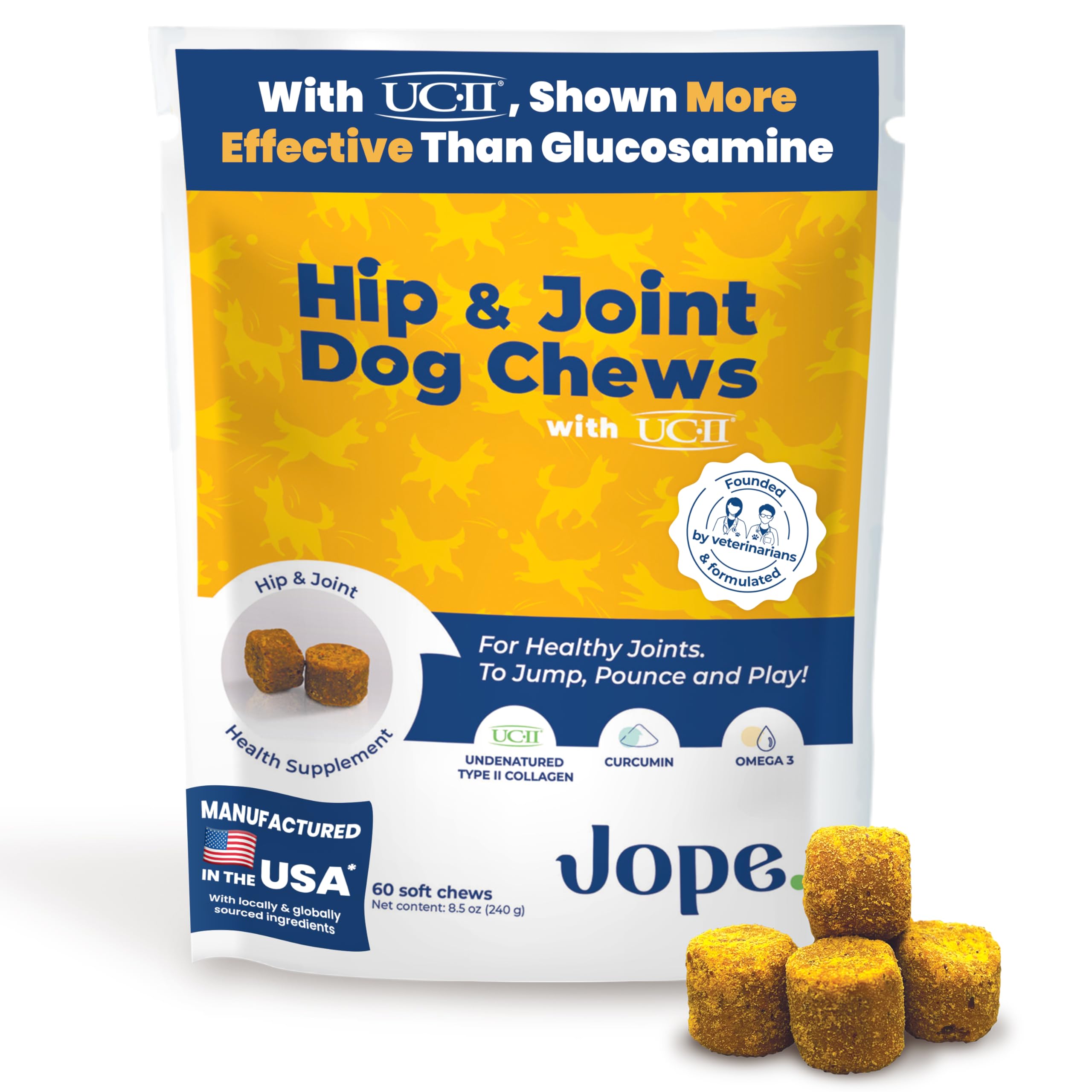 Boîte Jope montrant l'emballage du complément articulation pour chiens.