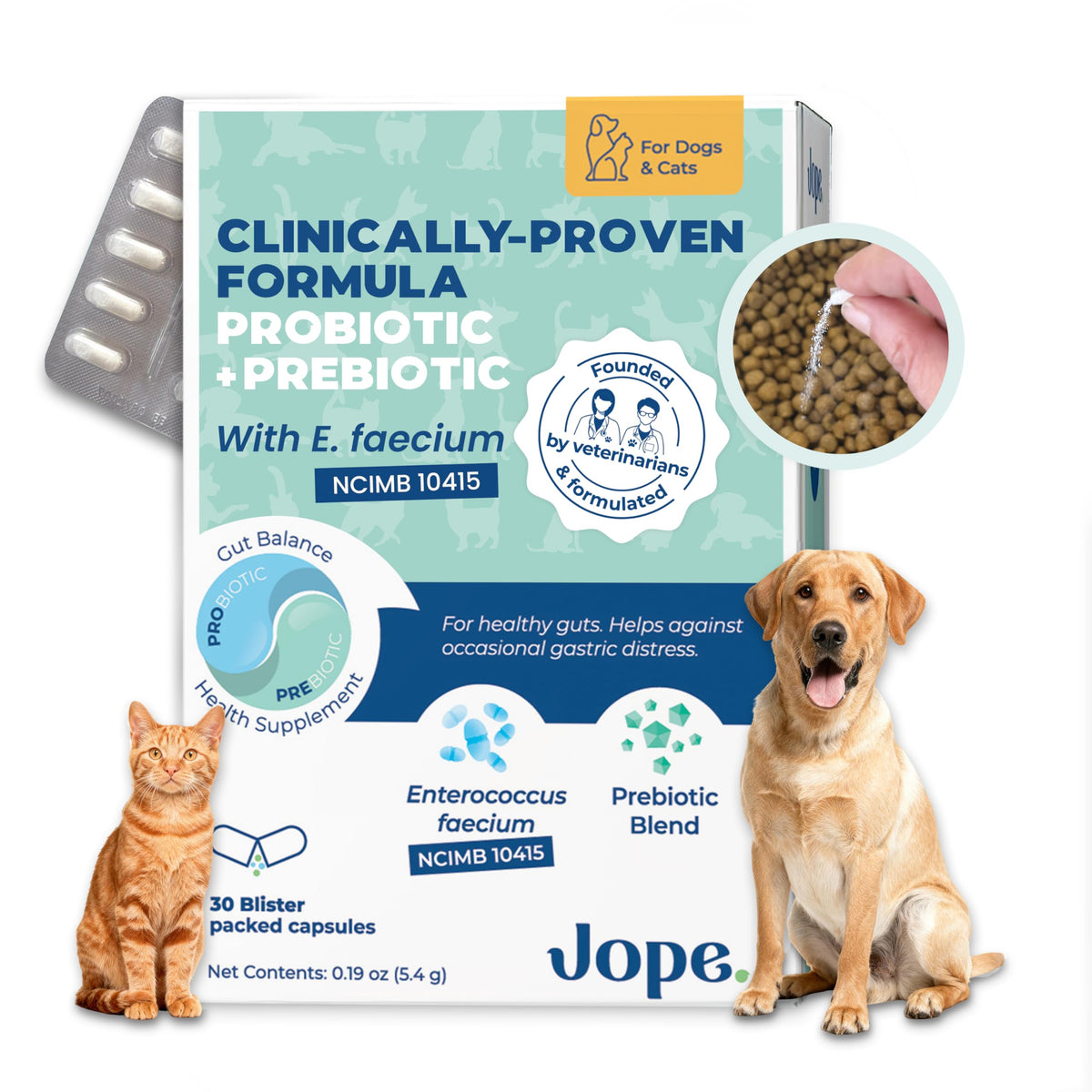 Jope Synbiotic GB-01, bouteille poudre, facilite l'ajout quotidien dans l’alimentation.