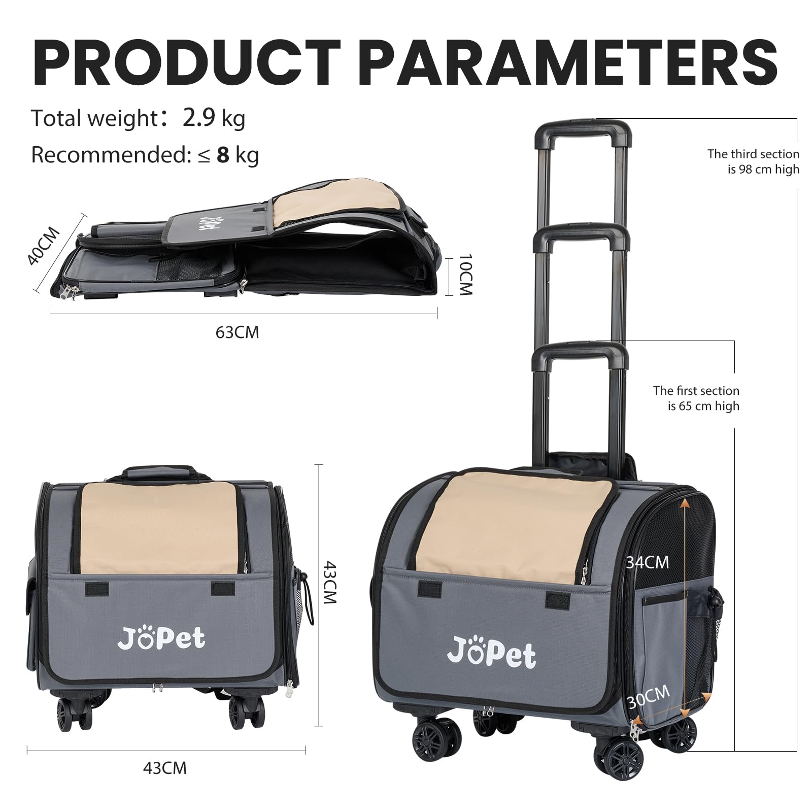 JoPet sac a main roues, accessoire pratique au quotidien.