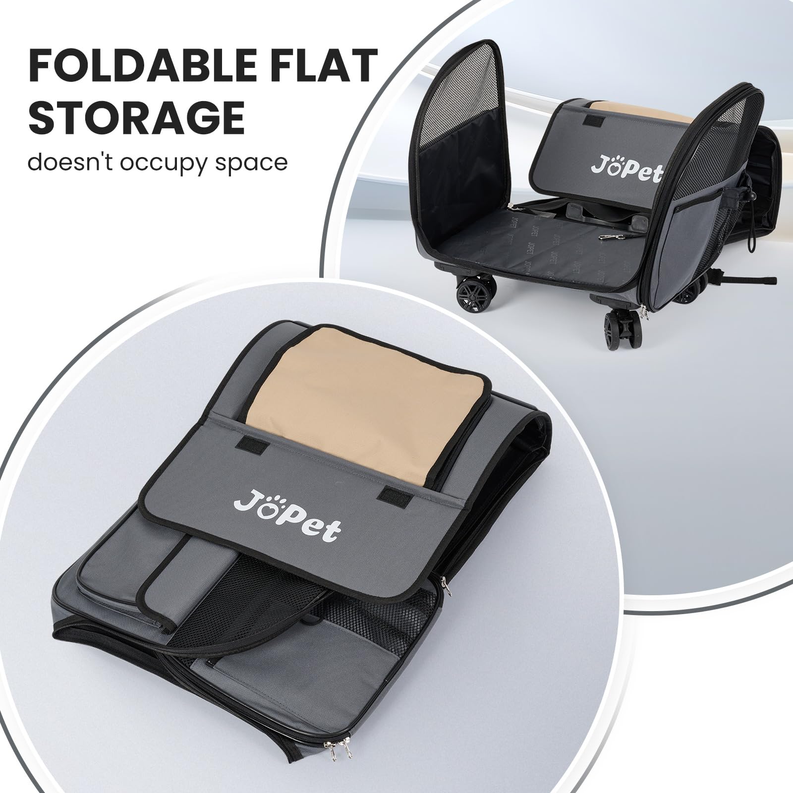 JoPet sac chat roues, ventilation et confort lors des sorties.