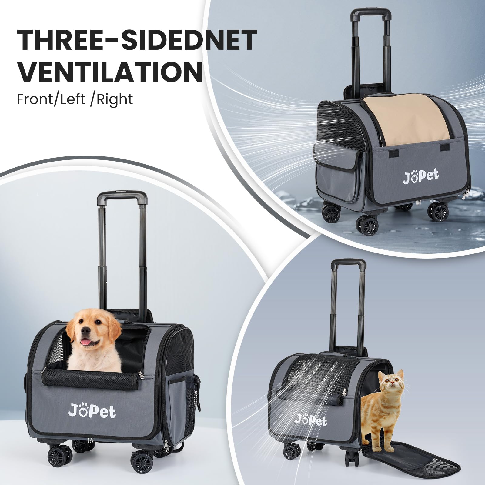 JoPet sac dos roues pliable, rangement compact pour voyager.