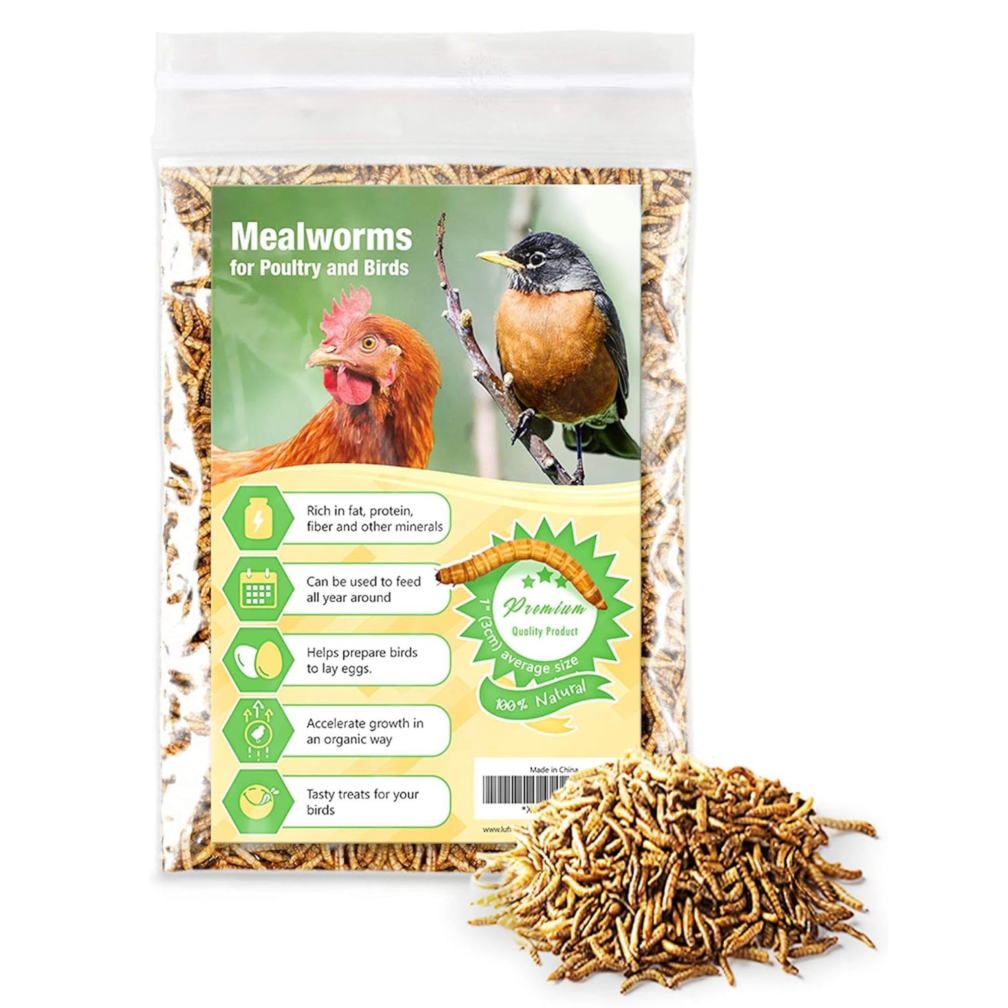 Vers de farine JOR protéinés pour volailles et oiseaux, friandise riche et satisfaisante.