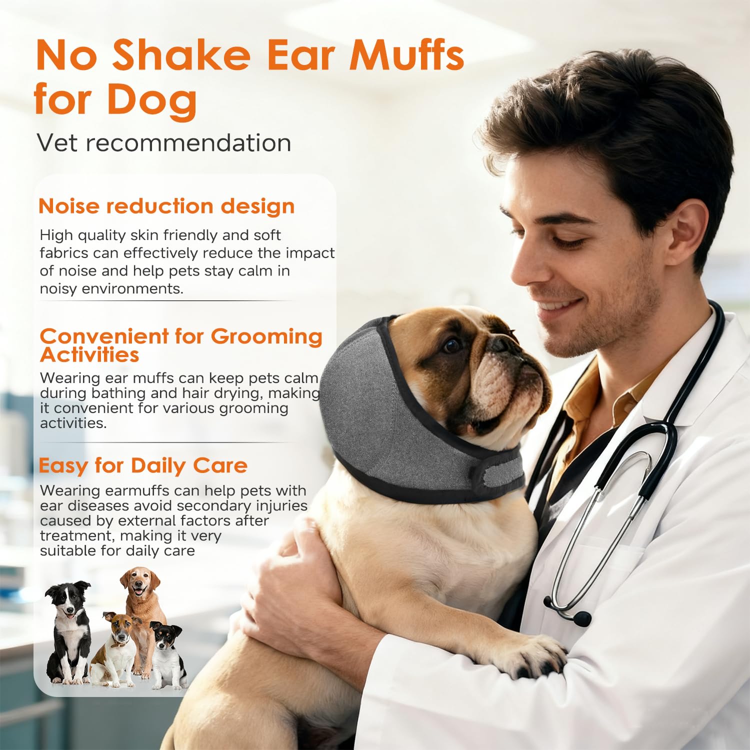 Jorme protection des oreilles du chien gris grand pendant le bain.