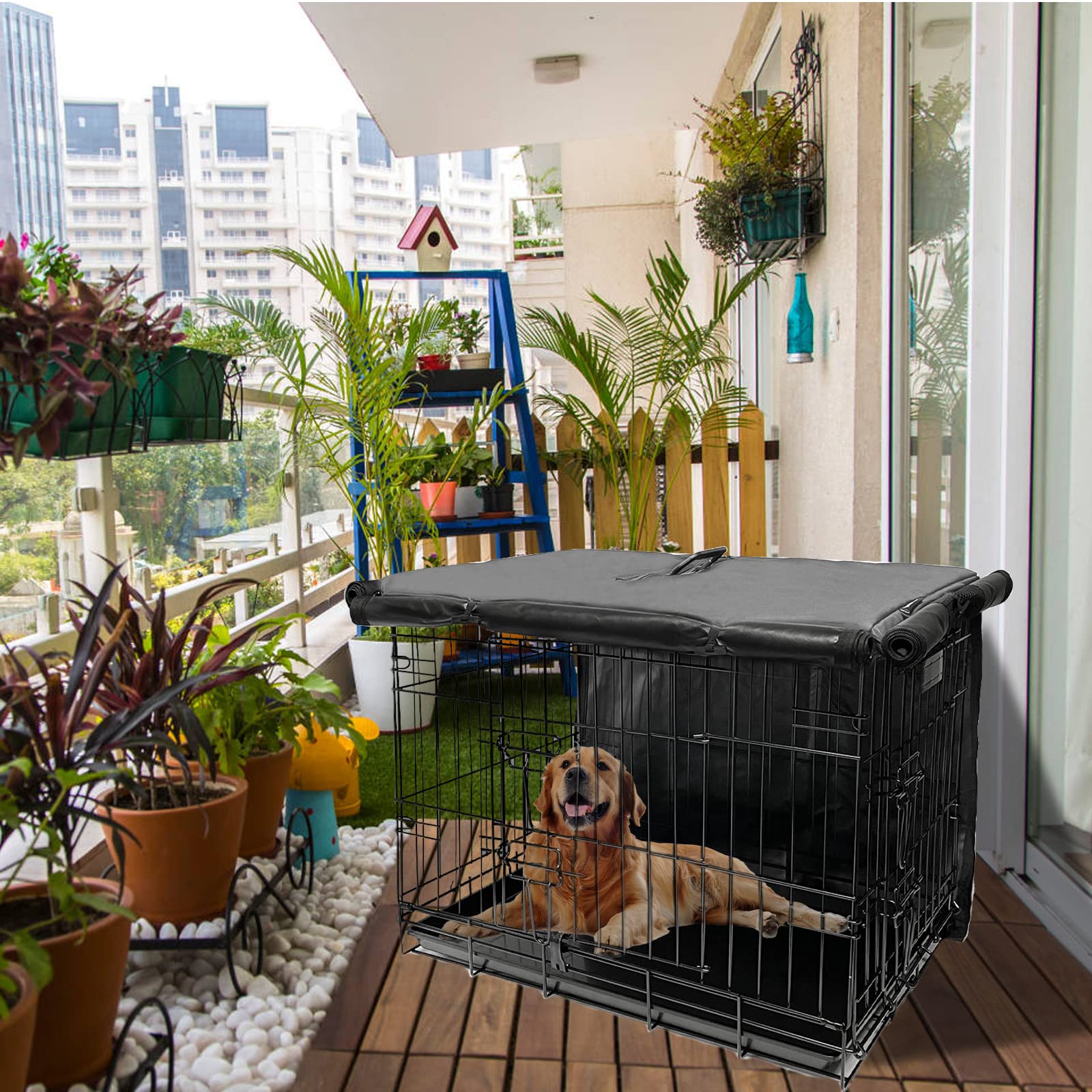 Joroamp couverture cage chien 48 pouces, tissu imperméable et durable.