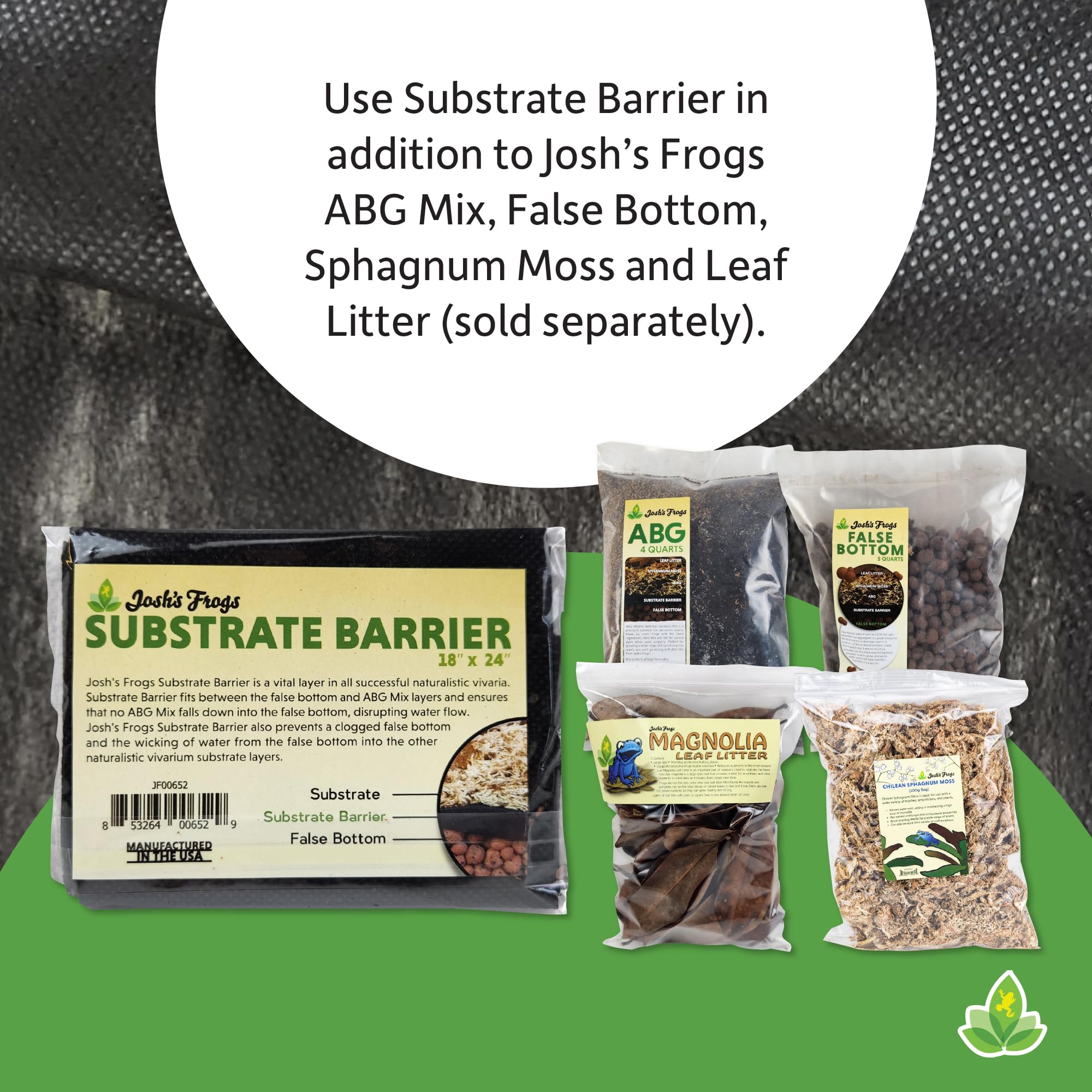 Josh's Frogs Barrière Substrat Terarium 24x18: compatible avec les produits bioactifs.