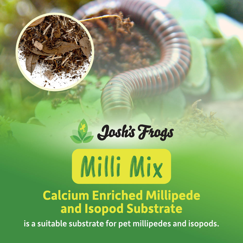 Josh's Frogs Milli Mix Calcium inclus visibles, soutien potentiel à la mue.