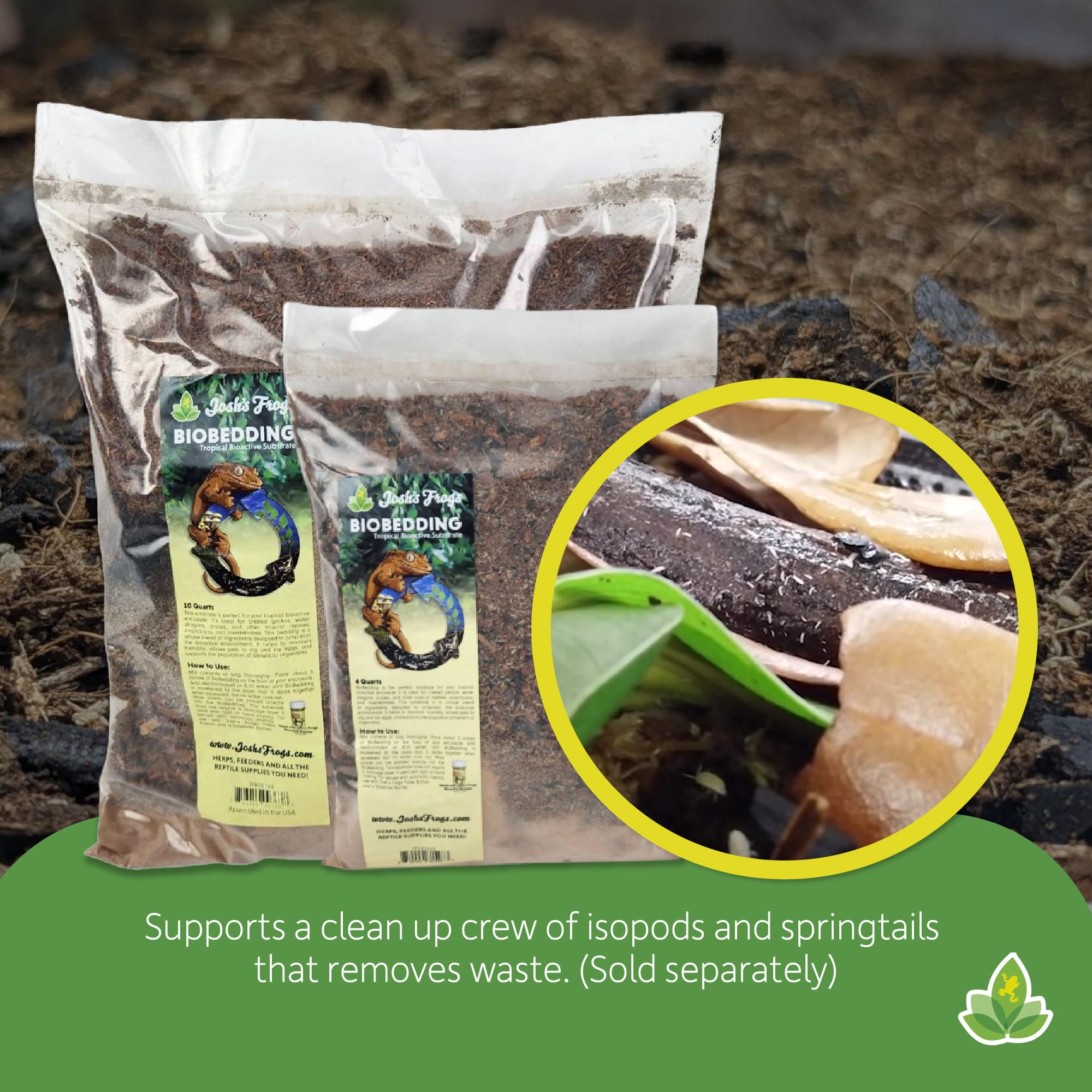 Josh's Frogs BioBedding tropical – microfaune compatible pour un écosystème vivant