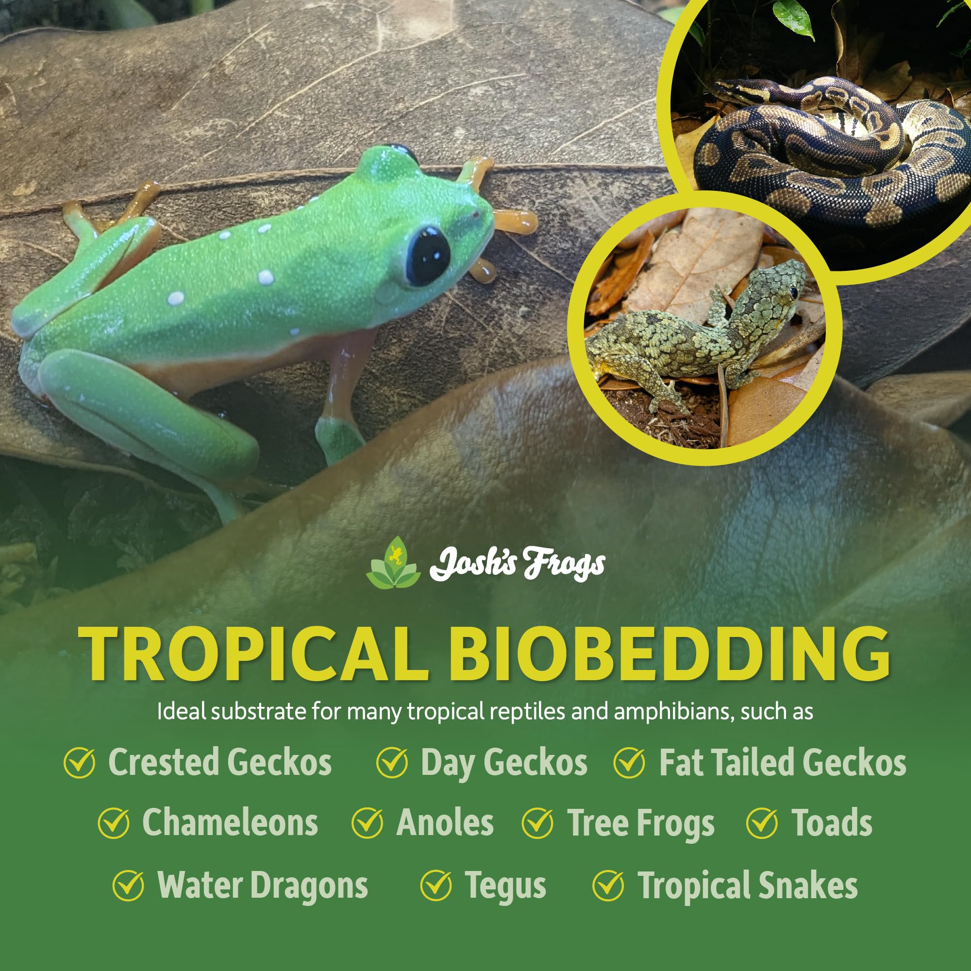 Josh's Frogs BioBedding tropical – texture et couleur réalistes pour l’esthétique du terrarium