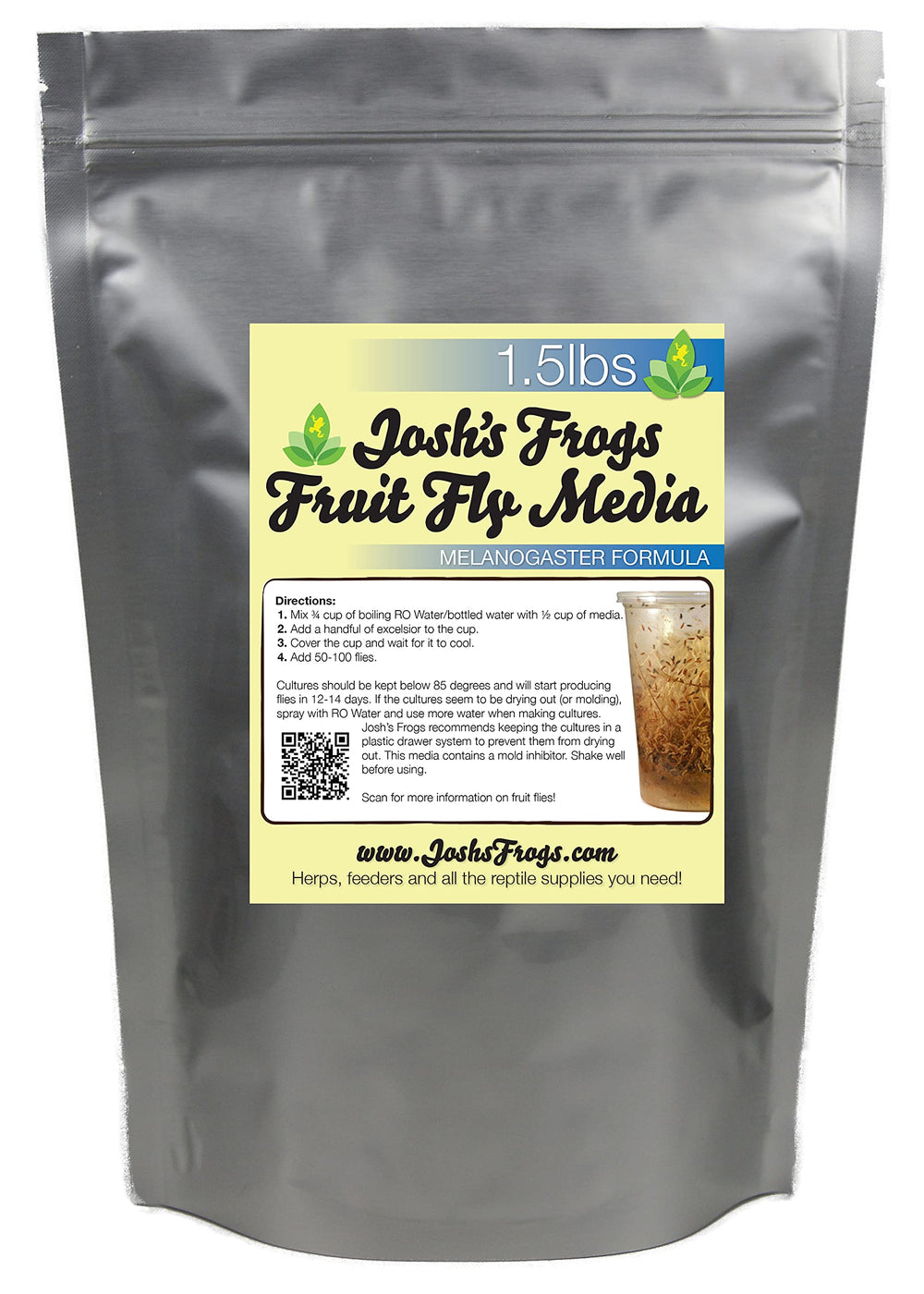 Josh's Frogs Melano Media – bouteille de 1,5 livres prête à lancer 10 cultures drosophiles