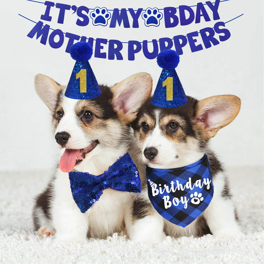 Bandana anniversaire bleu JOTFA pour un look festif et confortable.