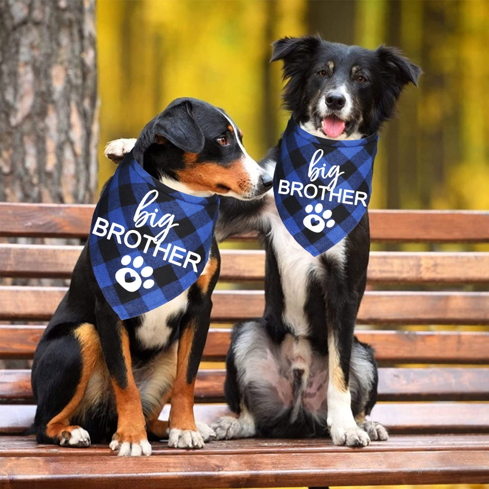 Bandana coton doux JOTFA bleu plaid pour chien.
