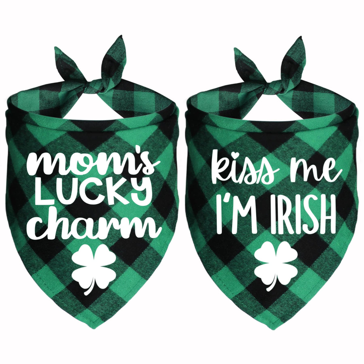 Bandana Saint-Patrick pour chien JOTFA avec motif plaid, parfait pour photo et fête.