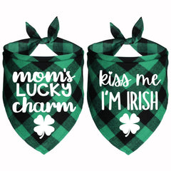 Bandana Saint-Patrick pour chien JOTFA avec motif plaid, parfait pour photo et fête.