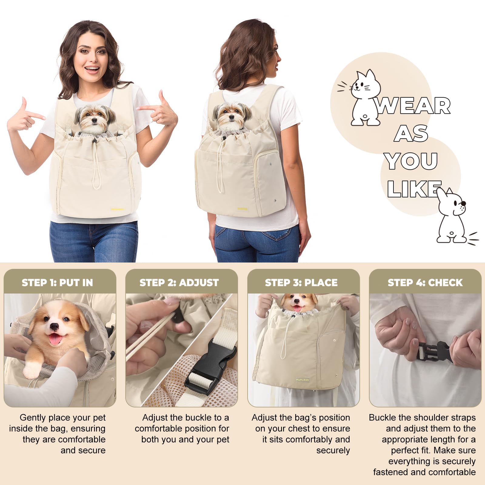 JourCraf poches-accessoires-avant : rangement pratique pour collations et objets personnels.