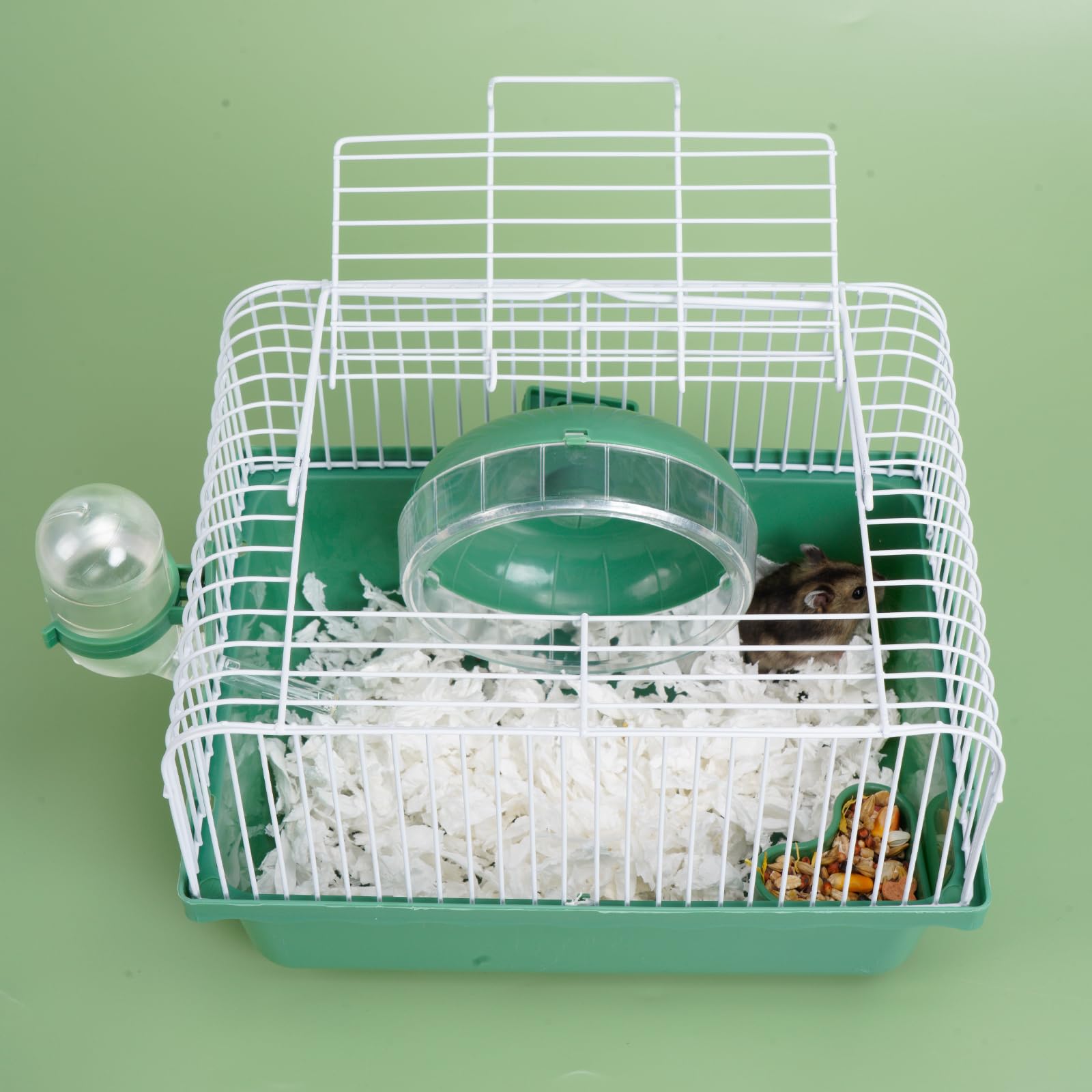 JOUSONTY cage hamster portable avec bouteille d eau intégrée pour déplacements propres.