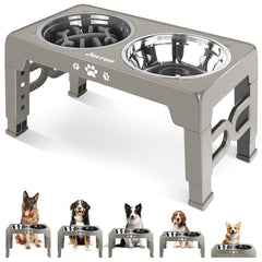 Jovrun gamelle elevee en inox pour chien moyen et grand, repas ergonomique