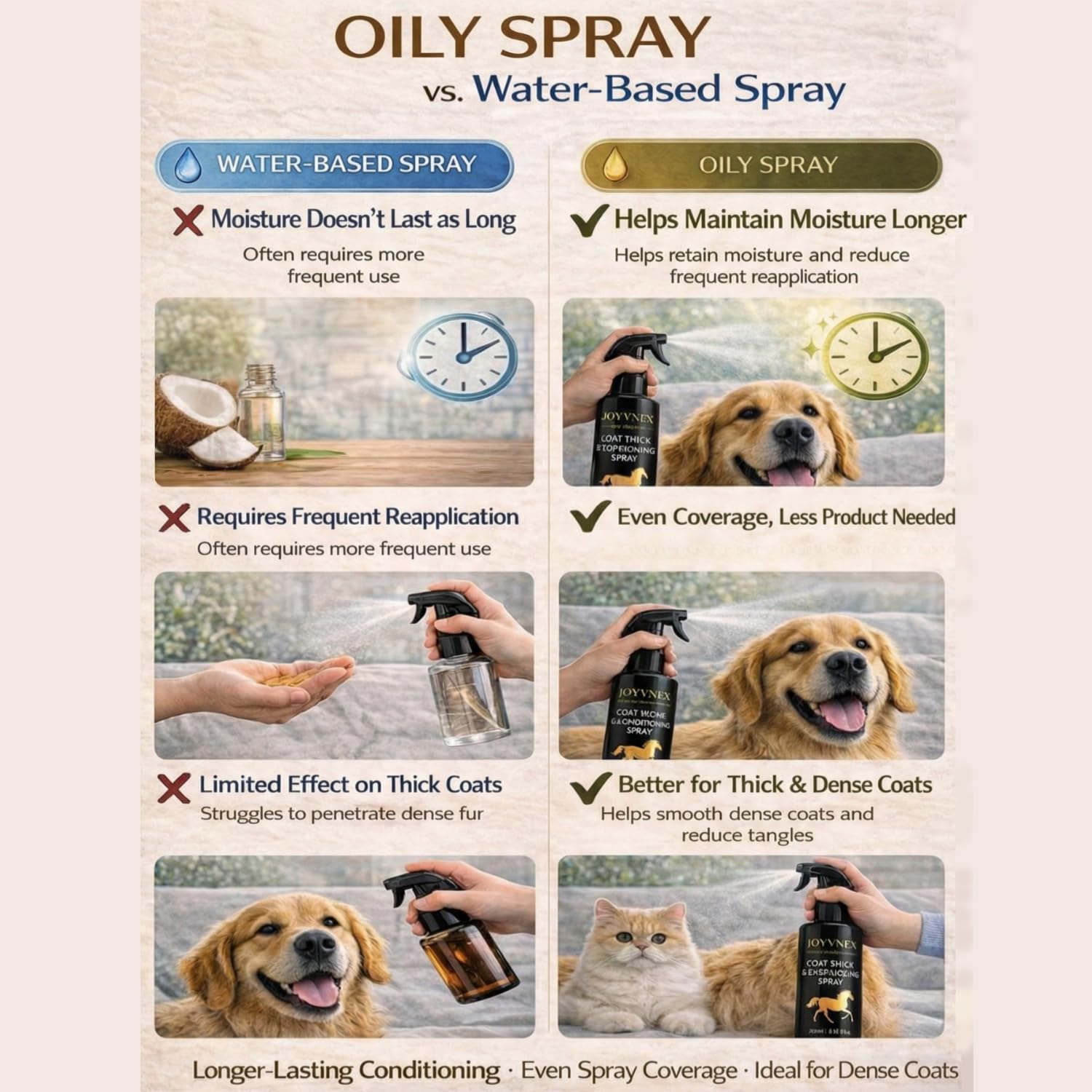 JOVYNEX Demelant bouteille pelage chien court démêlage rapide et brillance.