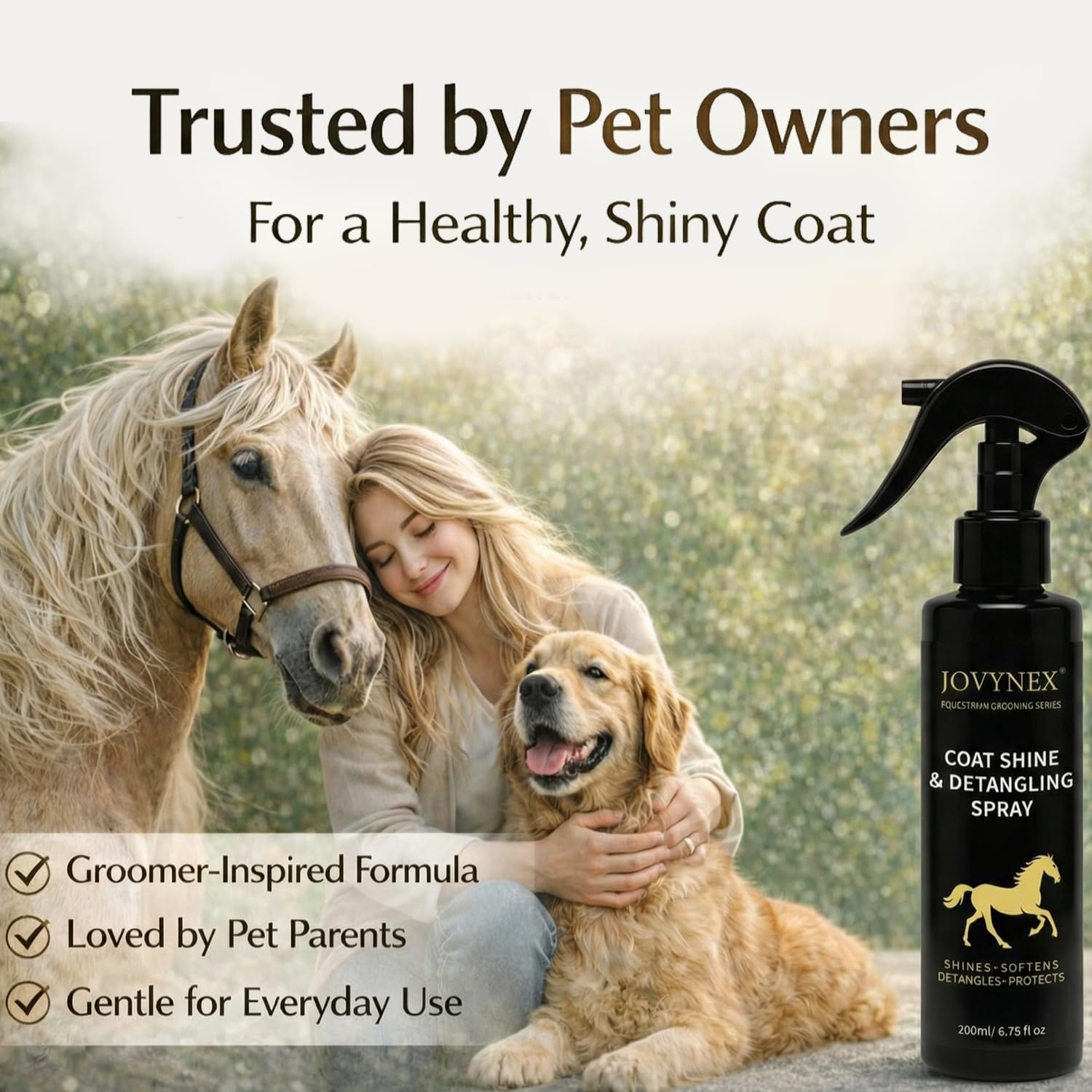 JOVYNEX Usage voyage bouteille pelage cheval entretien en déplacement.