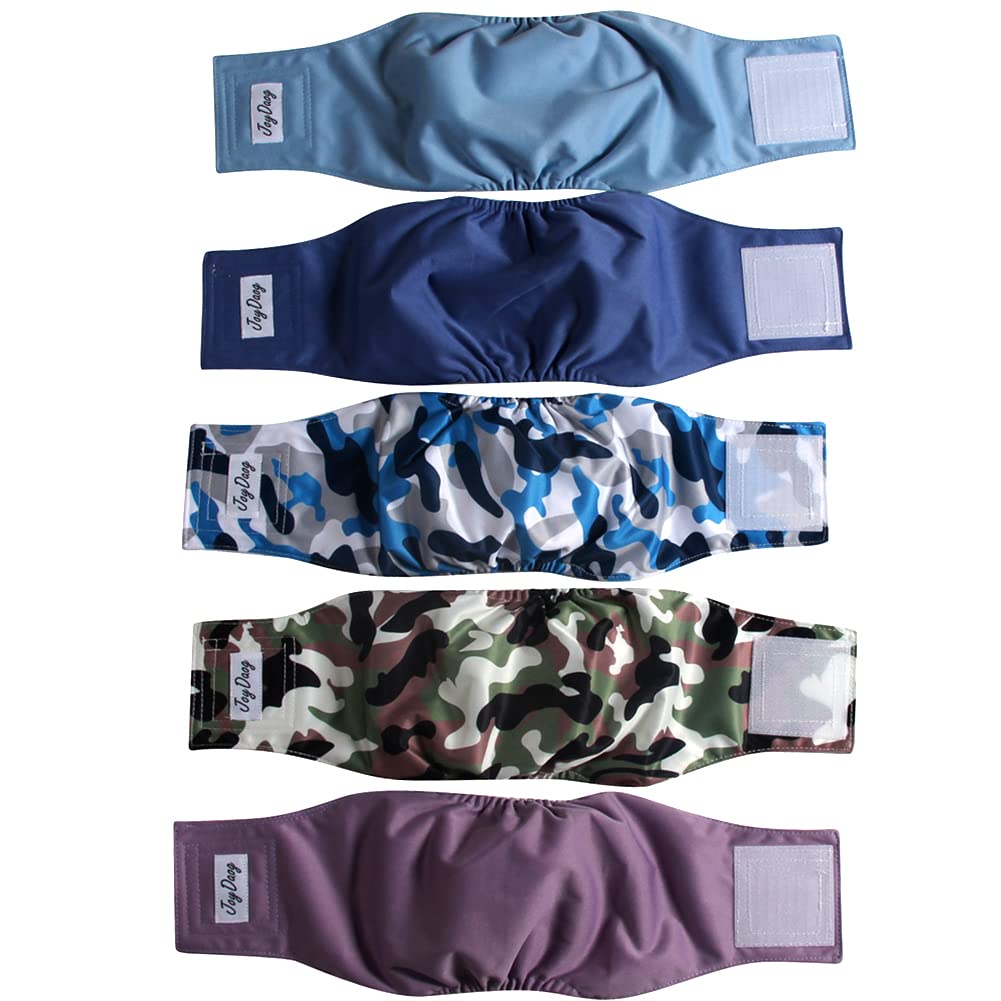 JoyDaog couche réutilisable ventre-chien bleu, confort durable et propreté continue.