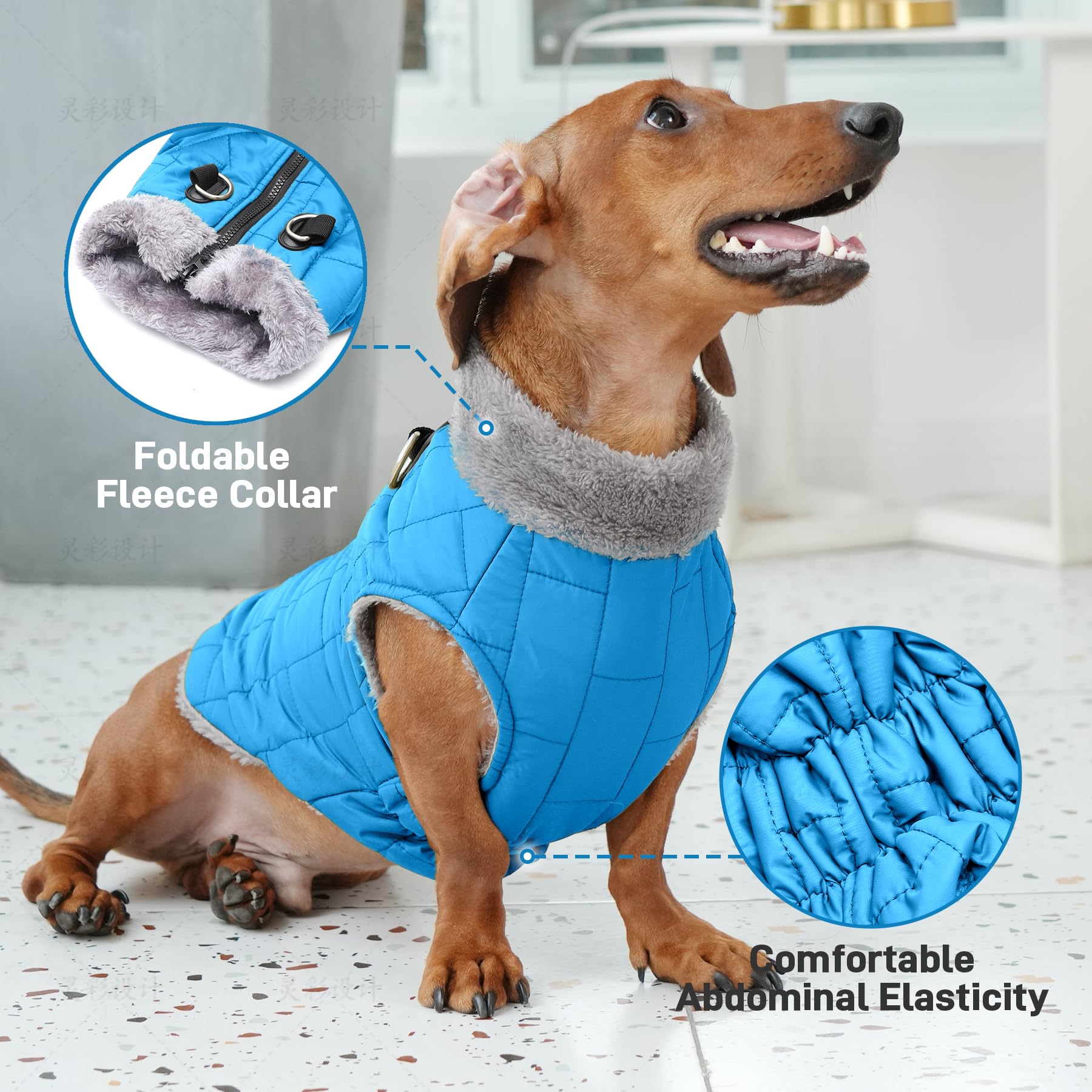 JoyDaog manteau-chien-fermeture-dos, enfilage rapide et facile.