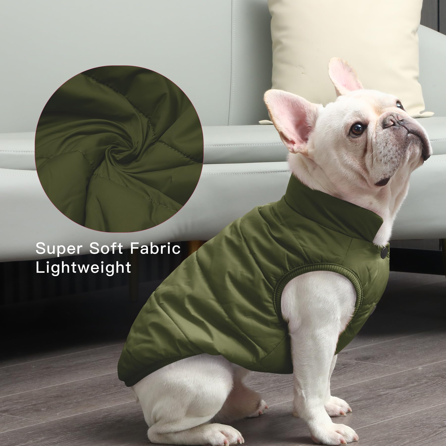 JoyDaog manteau chien vert, tissu polyester doux et léger.