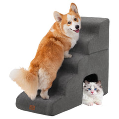 Joydeco escalier pour chien et lit 29 pouces, accès confortable et sécurisé.