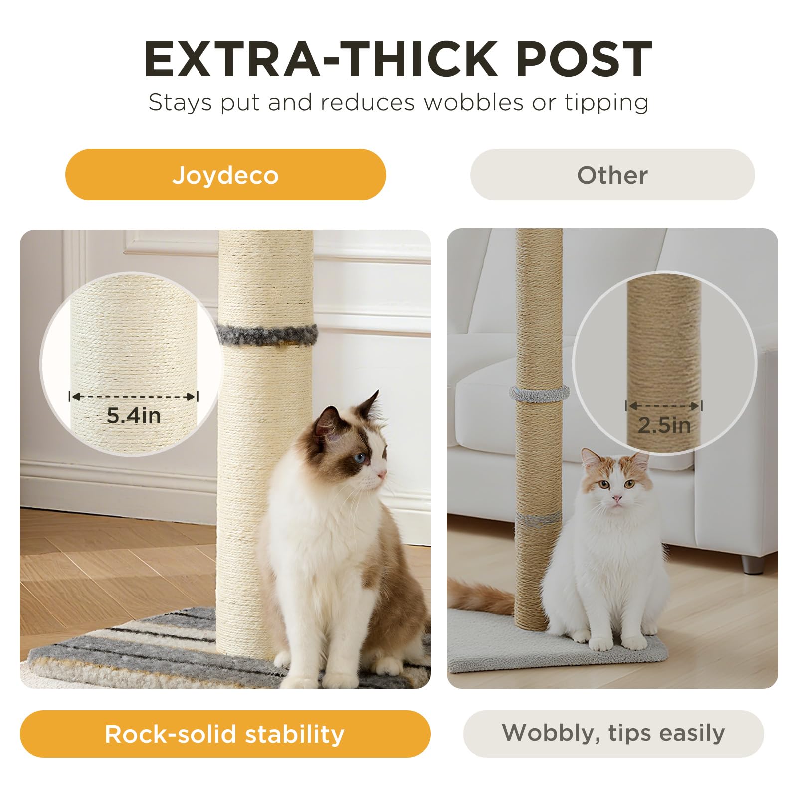 Joydeco poteaux en sisal sur plusieurs niveaux pour griffage varié
