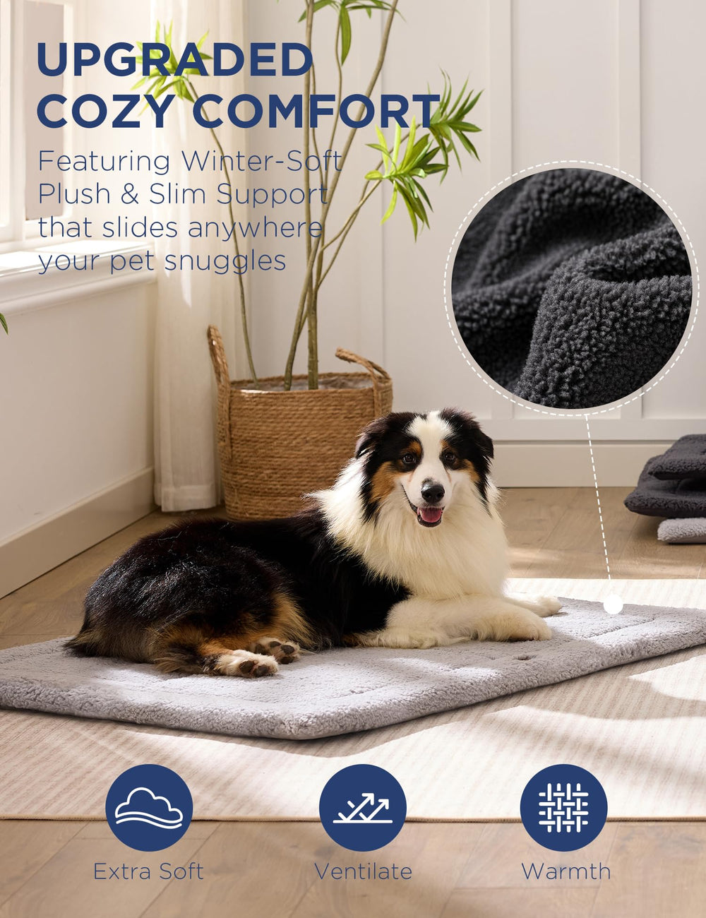 Joydeco Tapis-chien plush 350gsm procure chaleur et douceur pour les siestes.