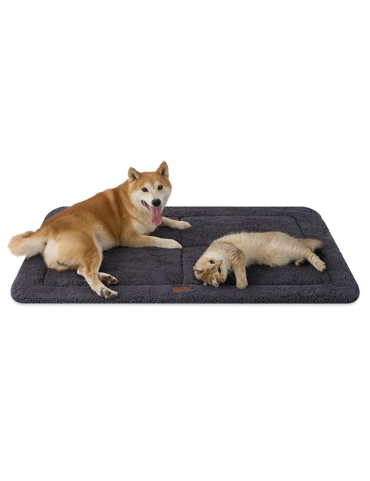 Joydeco tapis chien face peluche ultra douce, favorise repos et confort.