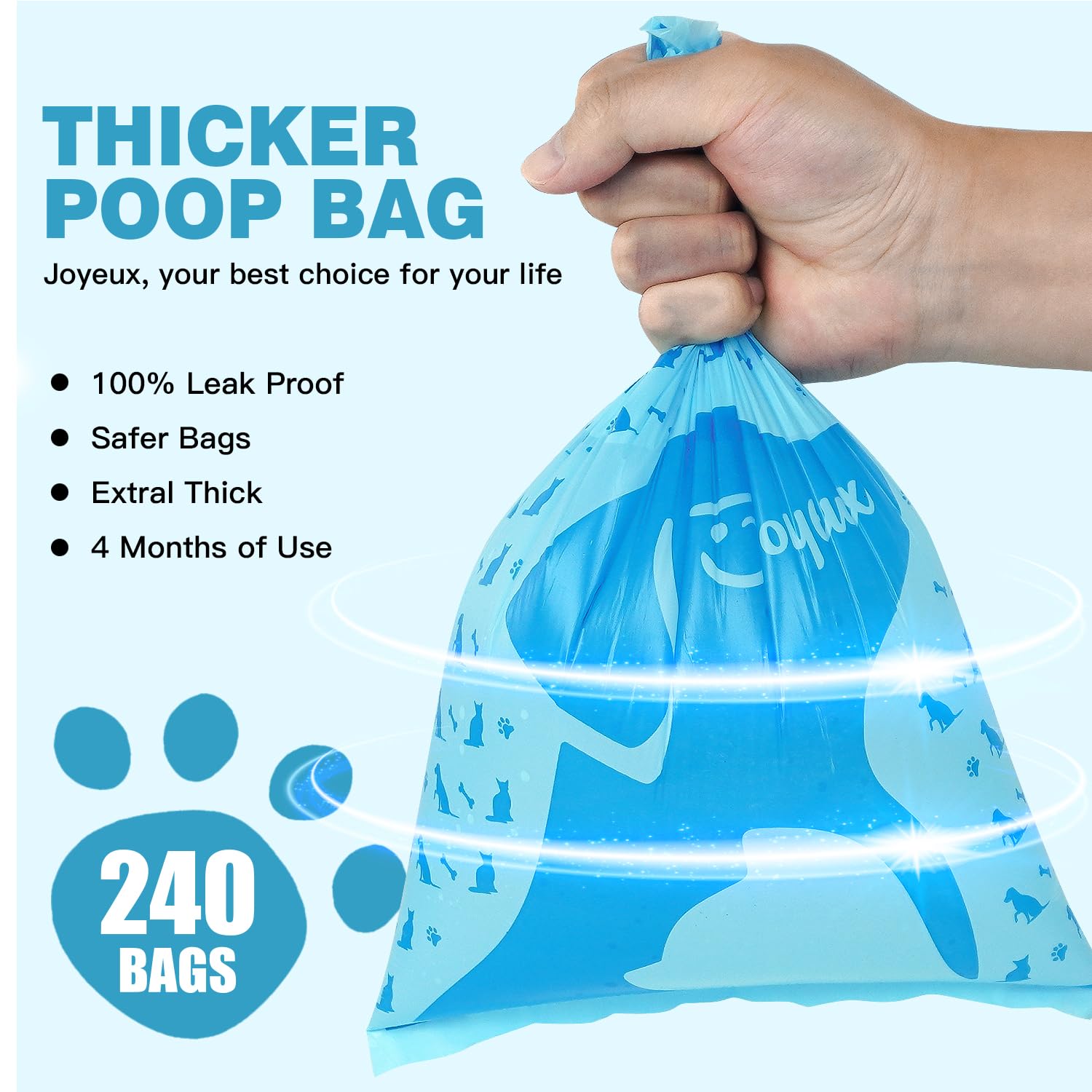 Distributeur JOYEUX avec sacs crotte, facilité d'utilisation pendant les balades.