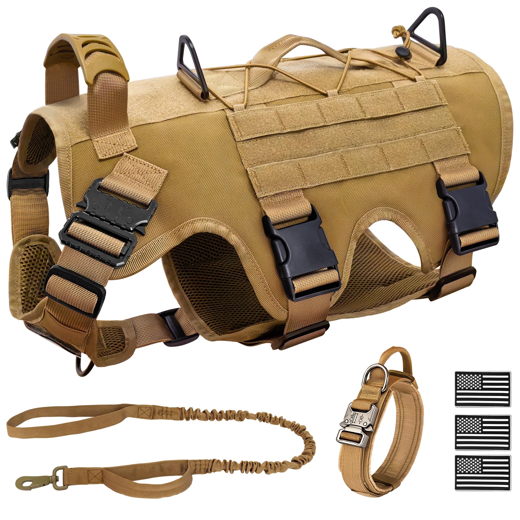 JOYFLARE harnais tactique pour chien grande taille, confort et contrôle lors des promenades.
