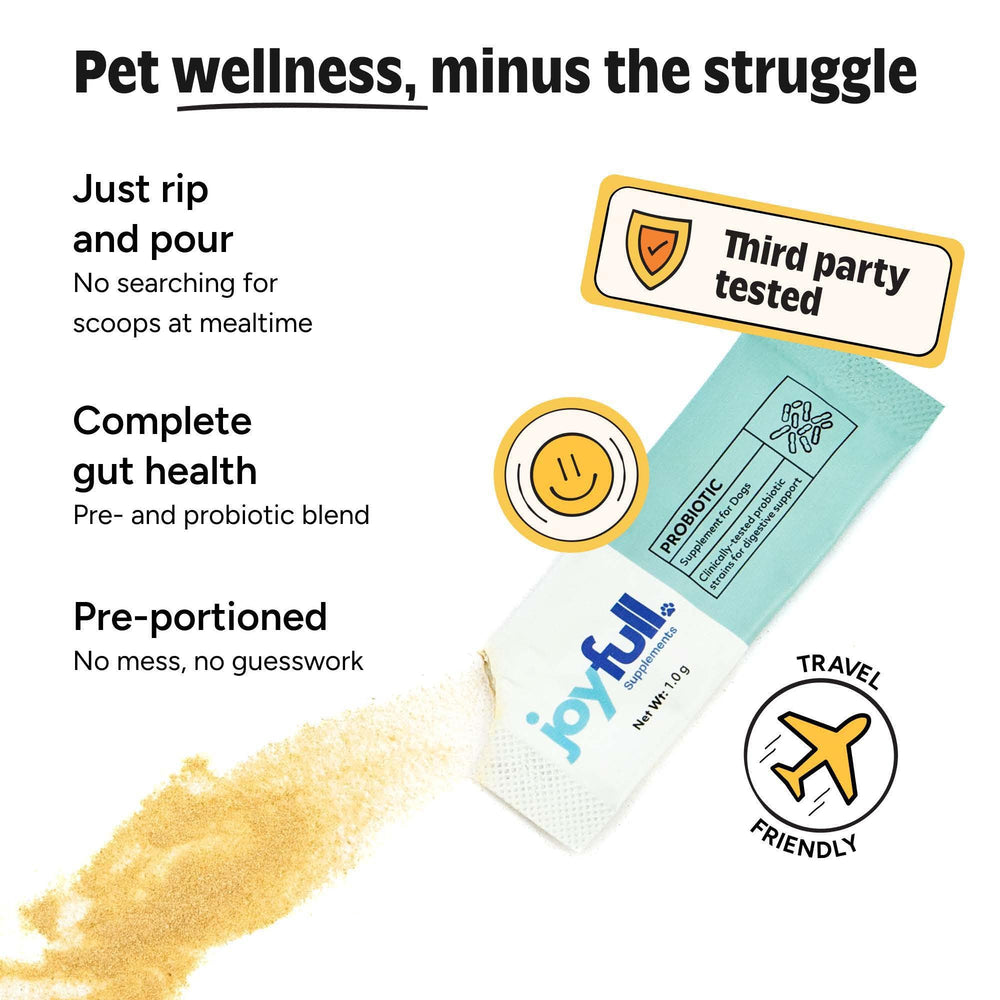 JoyFull Probiotiques chien – mélange sur croquettes pour soutenir la digestion.