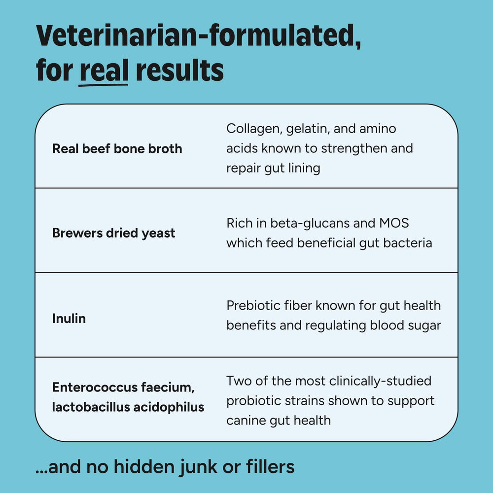 JoyFull Probiotiques chien – utilisation quotidienne facile sur les repas.