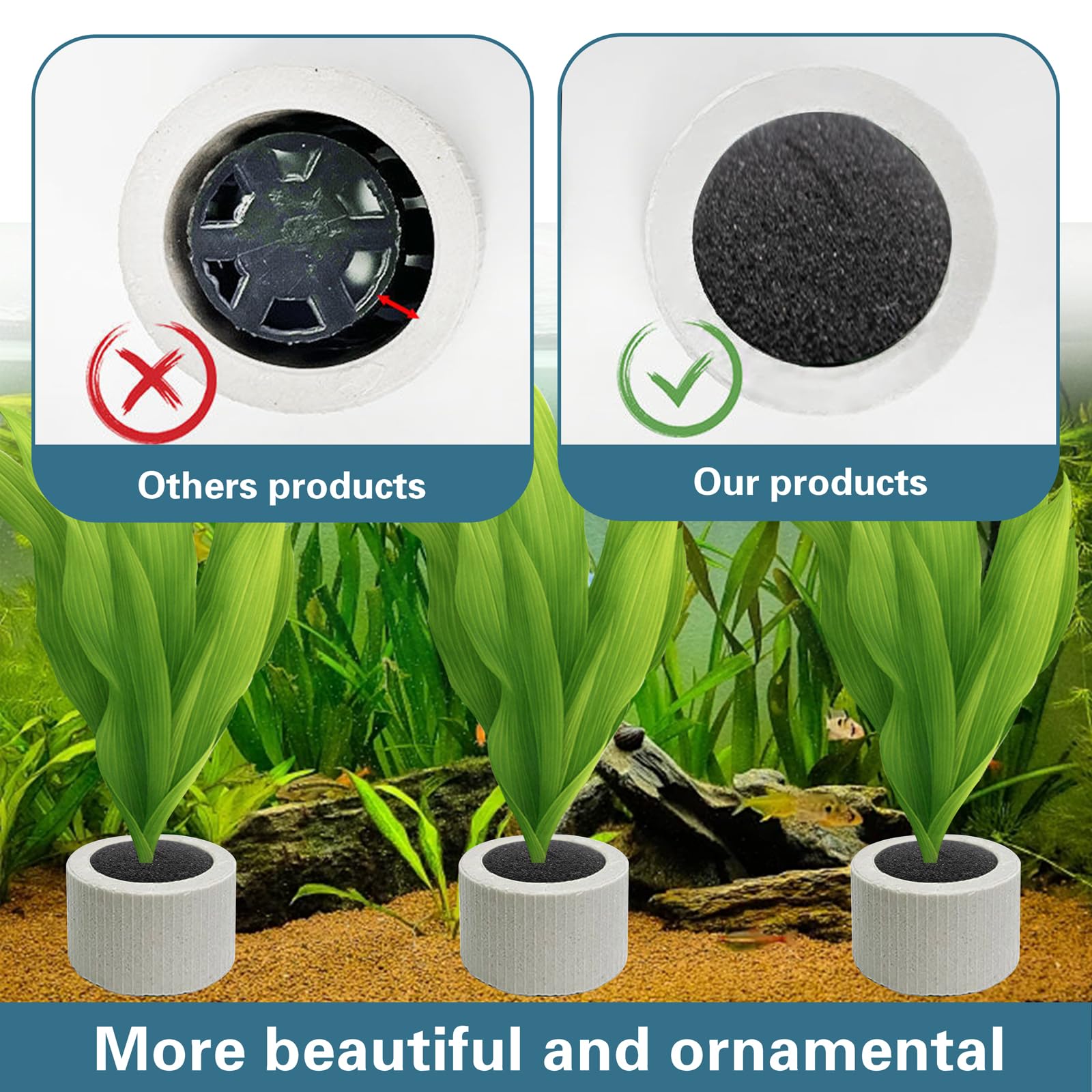 JoyHuaTrade accessoire-aquarium-ceramique-eponge-noire facilite l'ancrage des plantes