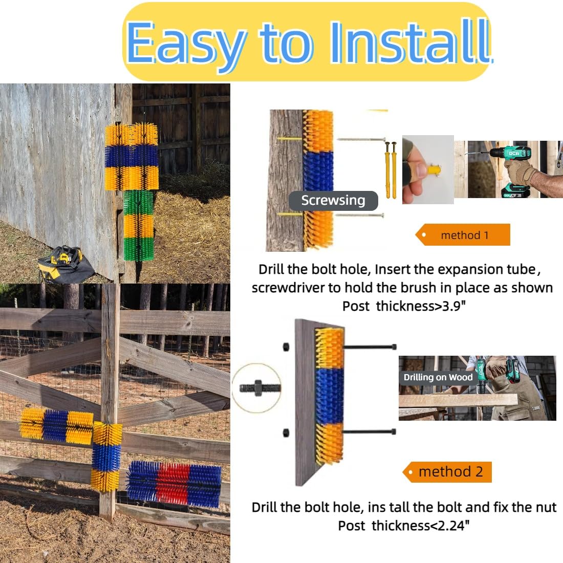 Joynny brosse-grattage mouton: installation simple pour plus de confort au pré.