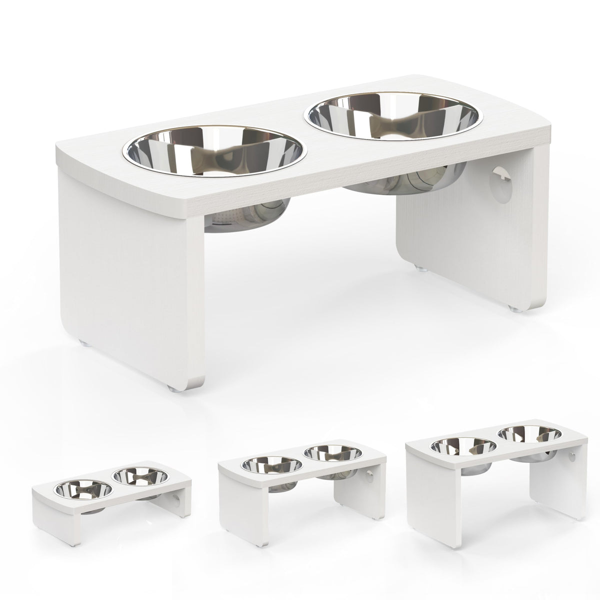 JOYOPAW support elevé pour chien blanc, accès pratique à nourriture et eau.