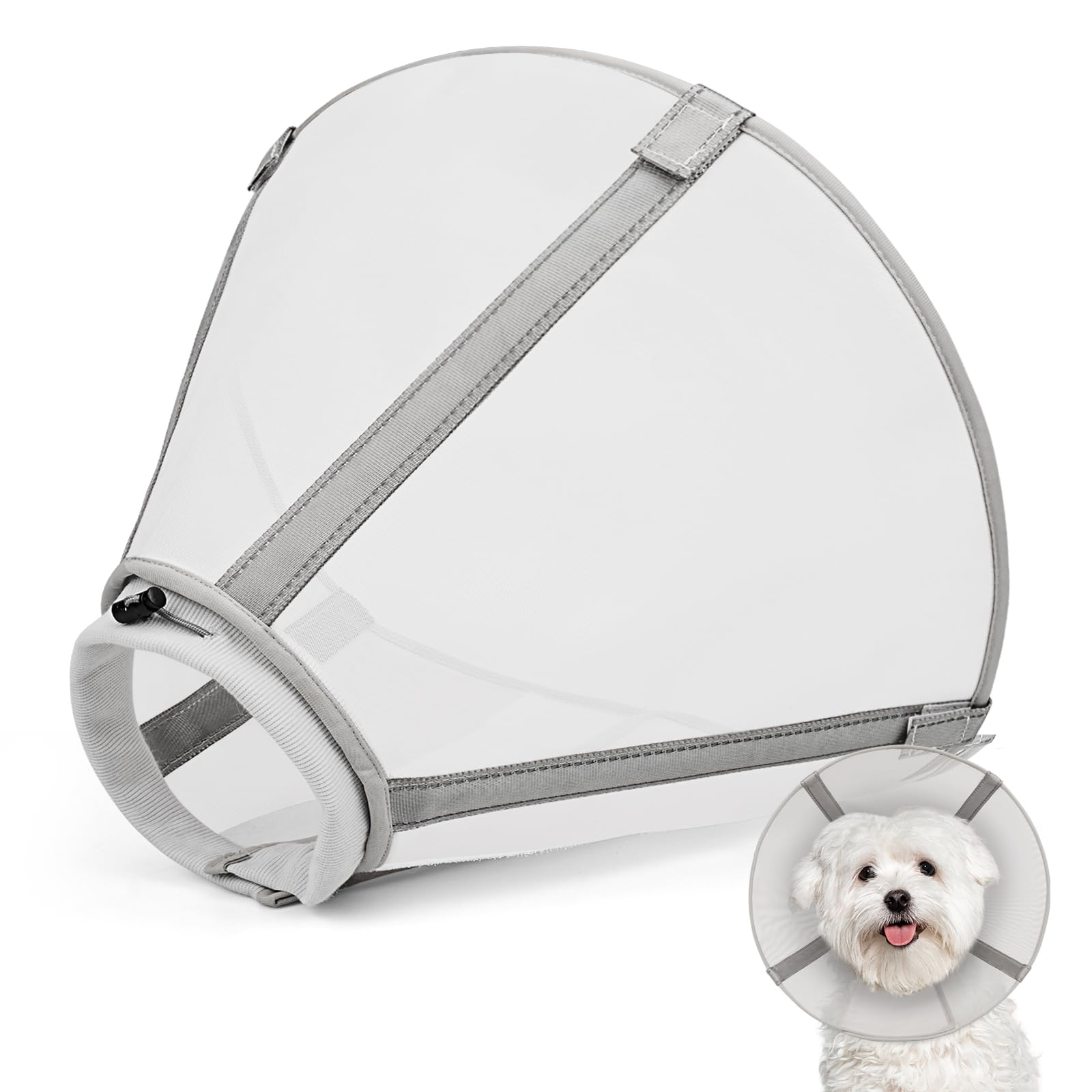 Joypig collier-cone maillage respirant protège les blessures post chirurgie et laisse respirer le chien