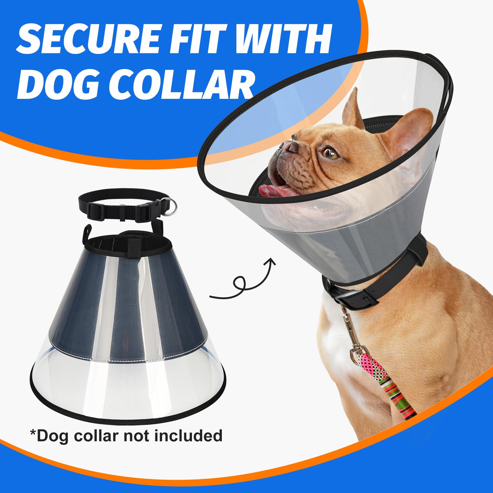Joypig collier conique, utilisation post-chirurgie pour chiens moyens et grands.