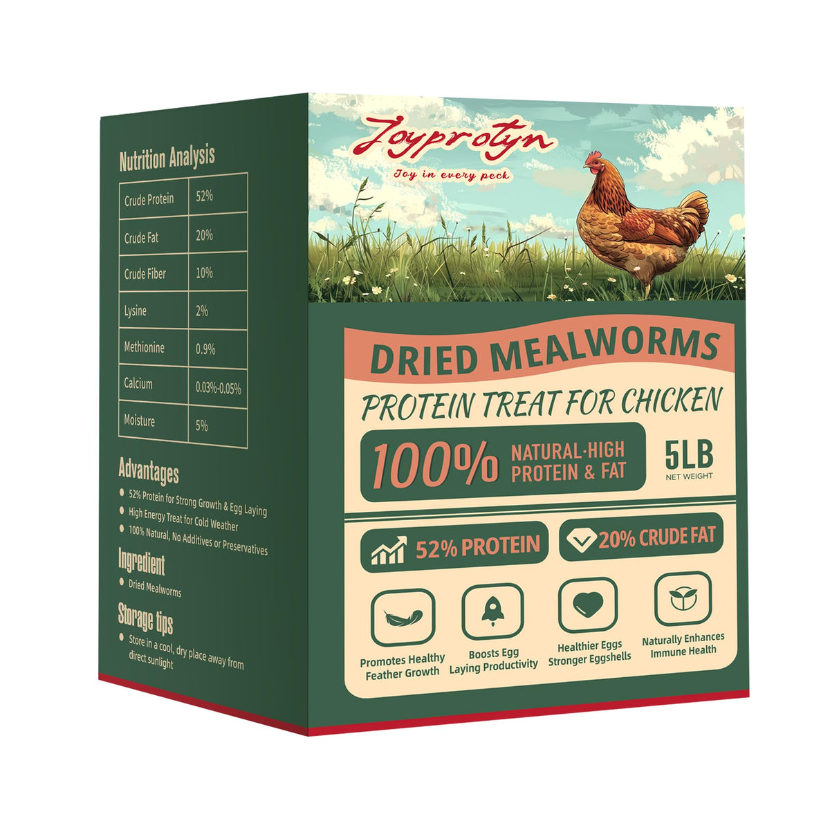 Joyprotyn larves de farine séchées en sachet, source protéique naturelle.