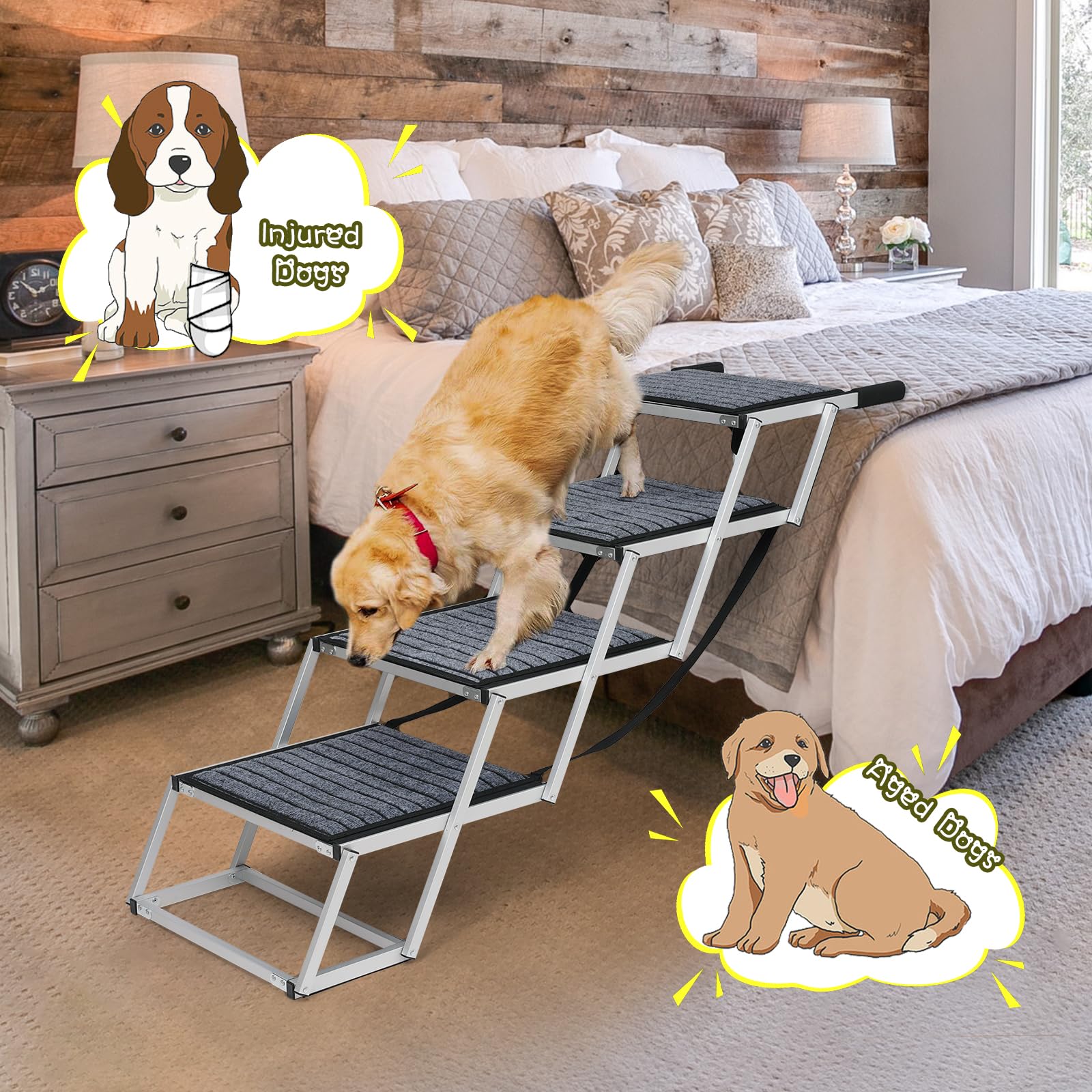 Joyrally escalier-chien durable en aluminium léger et robuste