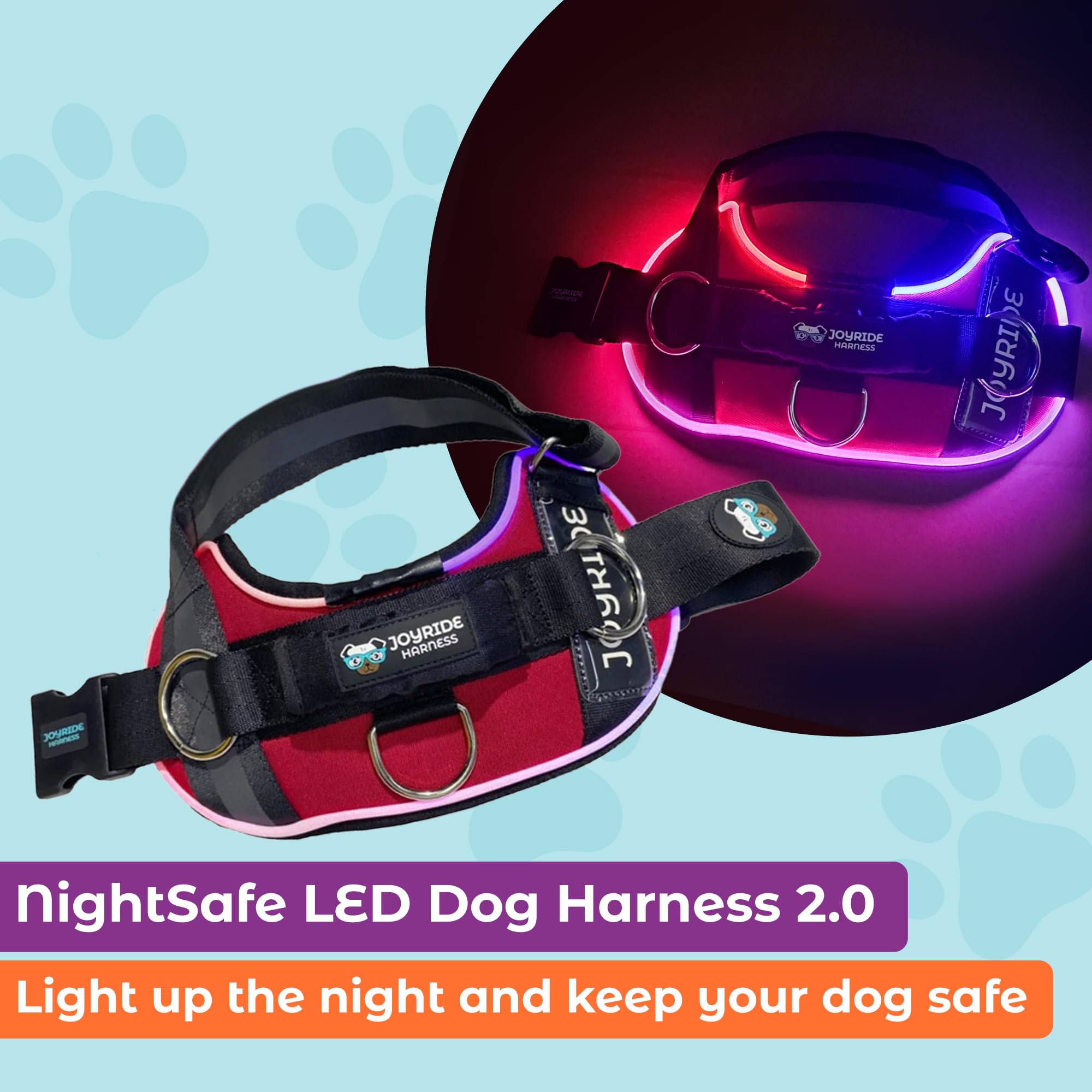 Joyride Harness avec étiquette nom personnalisée pour identification rapide.