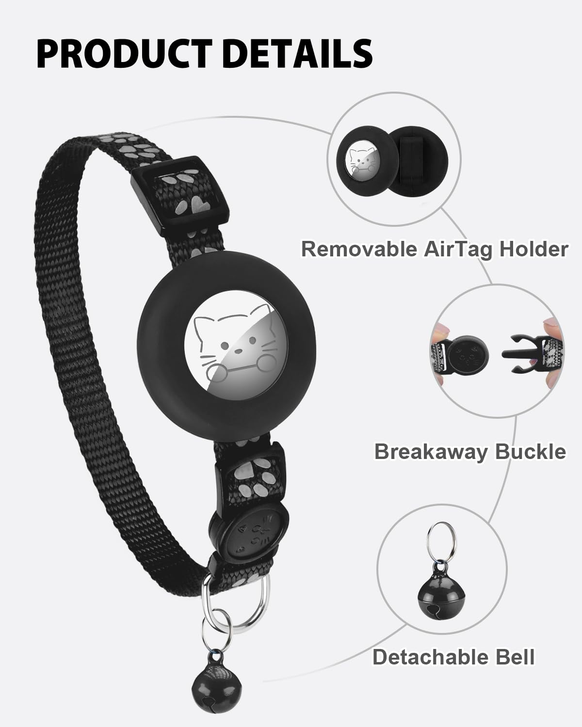 Joytale collier AirTag noir, style discret et pratique