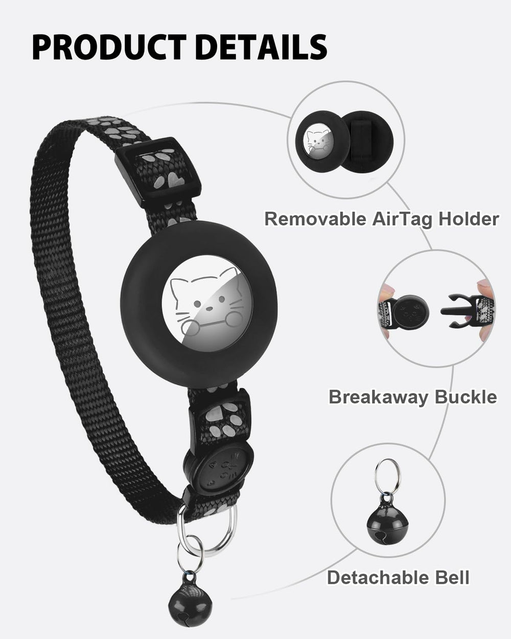 Joytale collier AirTag noir, style discret et pratique