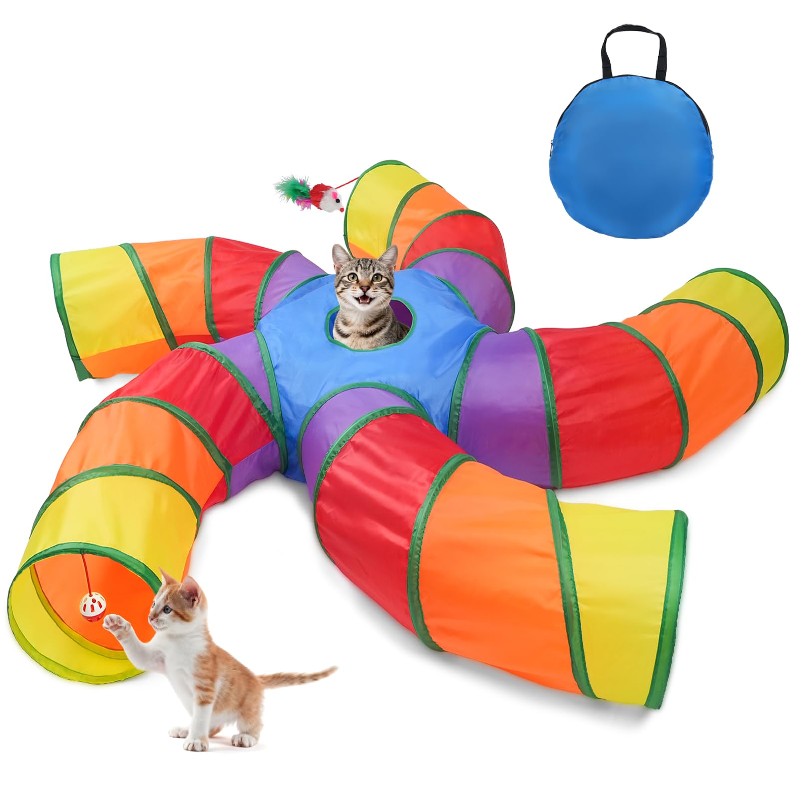 Joytale tunnel chat 5 voies intérieur: stimule socialisation et activité multi-chats.